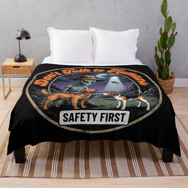 Item preview, Don't Talk to Humans Golden Retriever Beagle Alien Comic designed and sold by AeroCodeDesigns.