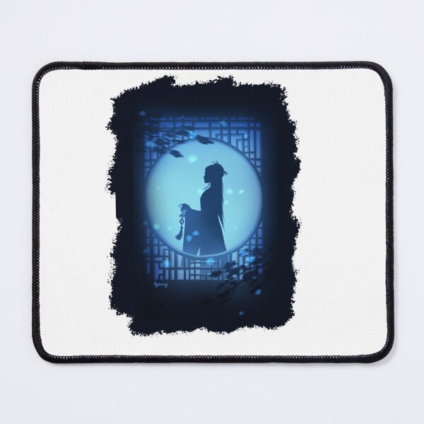 Item preview, Asian Maiden by the Moon Gate on a Blue Night designed and sold by Agamaji.