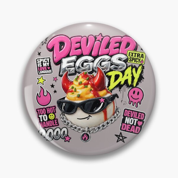 Item preview, Spicy Deviled Eggs Day Y2K Pop Punk Food Sticker designed and sold by CloudyCatArt.