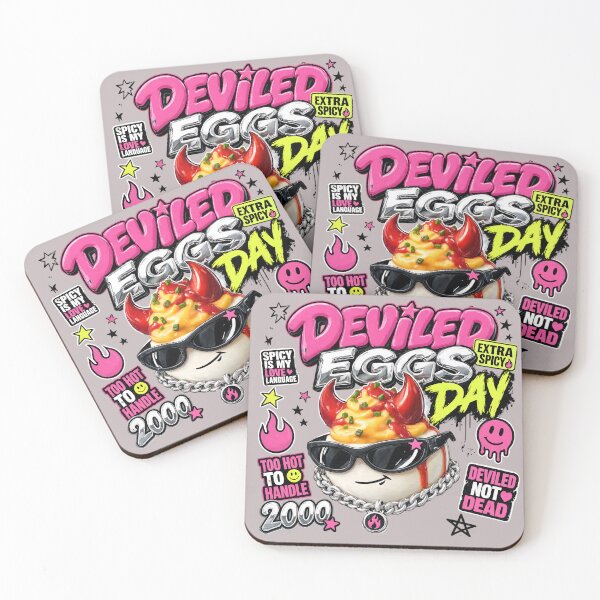 Item preview, Spicy Deviled Eggs Day Y2K Pop Punk Food Sticker designed and sold by CloudyCatArt.
