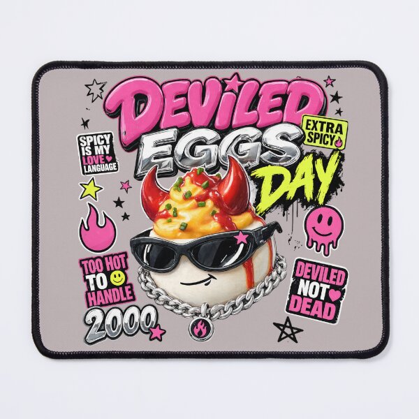 Item preview, Spicy Deviled Eggs Day Y2K Pop Punk Food Sticker designed and sold by CloudyCatArt.