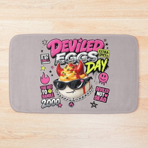 Item preview, Spicy Deviled Eggs Day Y2K Pop Punk Food Sticker designed and sold by CloudyCatArt.