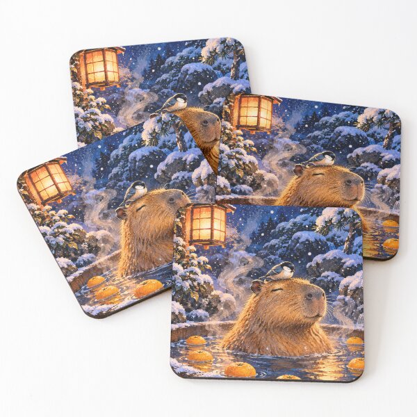 Item preview, Capybara Relaxing in Winter Hot Springs designed and sold by FeyArteDesigns.