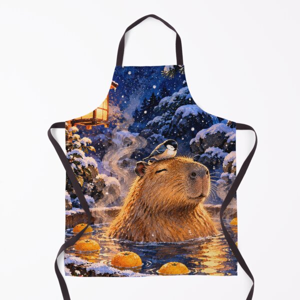 Item preview, Capybara Relaxing in Winter Hot Springs designed and sold by FeyArteDesigns.