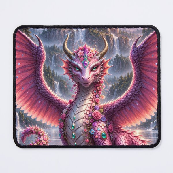 Item preview, Pink Dragon in Enchanted Castle Kingdom – Magical Fantasy Dragon Artwork designed and sold by DrakariArt.