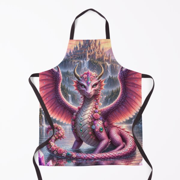 Item preview, Pink Dragon in Enchanted Castle Kingdom – Magical Fantasy Dragon Artwork designed and sold by DrakariArt.