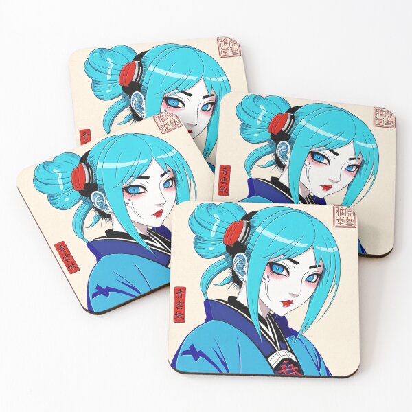 Item preview, Cyberpunk Blue Haired Anime Girl Asian Painting designed and sold by D6rkT3chDemon.