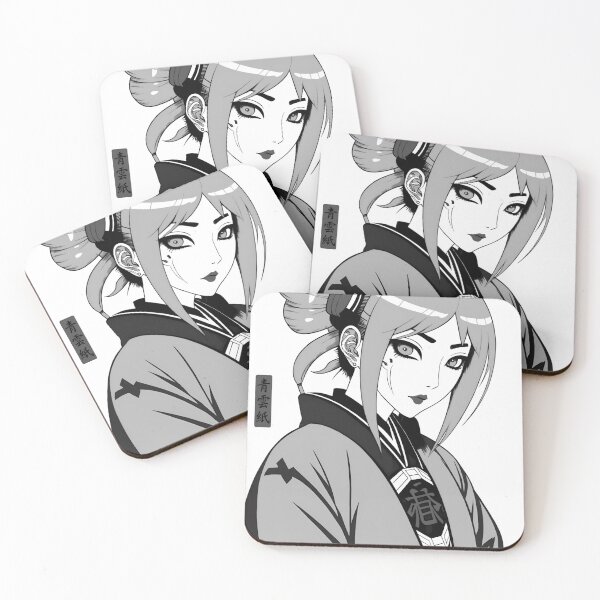 Item preview, Cyberpunk Blue Haired Anime Girl Asian Painting Black And White designed and sold by D6rkT3chDemon.