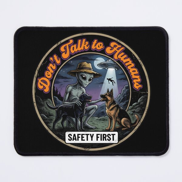 Item preview, Don't Talk to Humans Labrador German Shepherd Alien Comic designed and sold by AeroCodeDesigns.