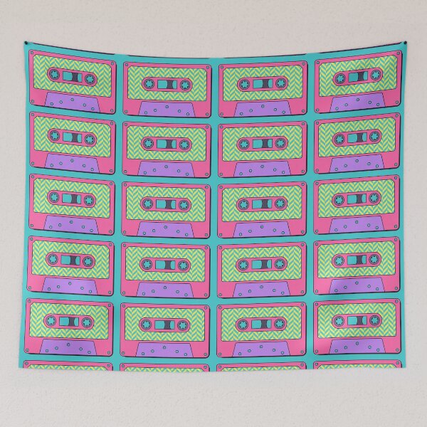 Item preview, Retro Cassette Tape in Pink, Purple, Yellow and Teal designed and sold by LaRoach Digital Arts.