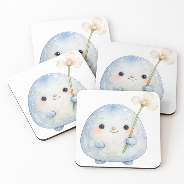Item preview, Cute Little Blue Guy with Flower 1A designed and sold by CrumbBumStudio.