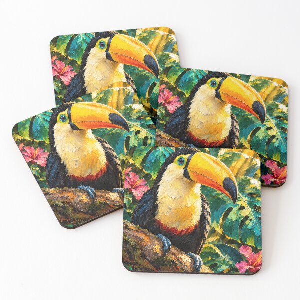 Item preview, Tropical Toucan in Vibrant Oil Painting designed and sold by FeyArteDesigns.