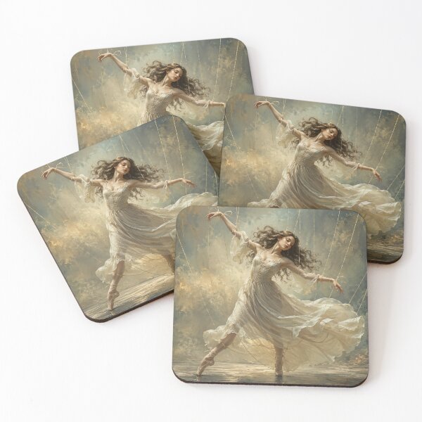 Item preview, of a graceful woman in a long ivory dress dancing designed and sold by ArcaneVisionArt.
