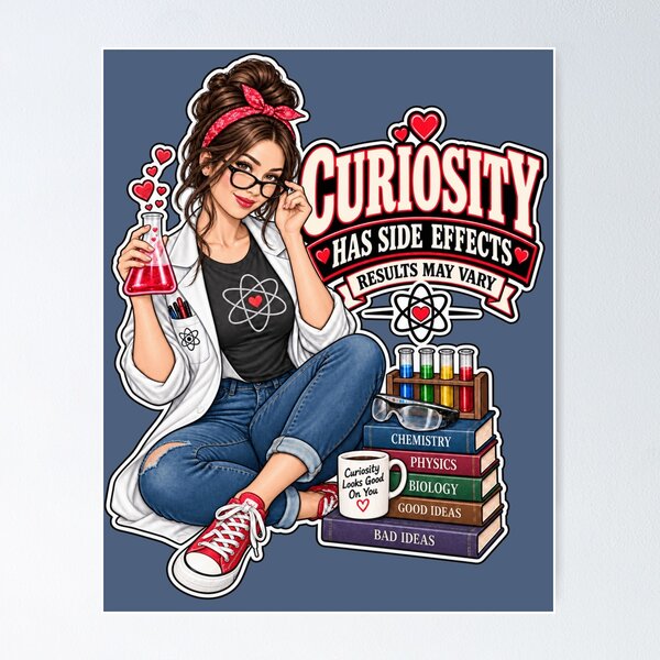 Item preview, Curiosity Has Side Effects – Results May Vary Brunette designed and sold by BB Design Garage.