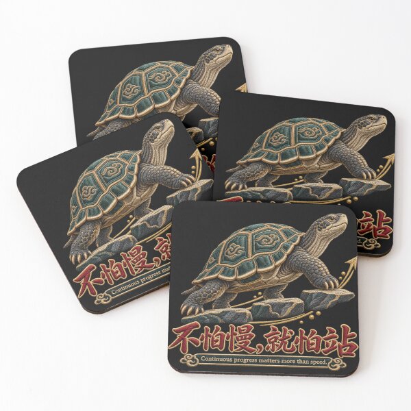 Item preview, Chinese Proverb Tortoise Embroidery – Slow Progress Motivational Design designed and sold by Emoji Emblems.