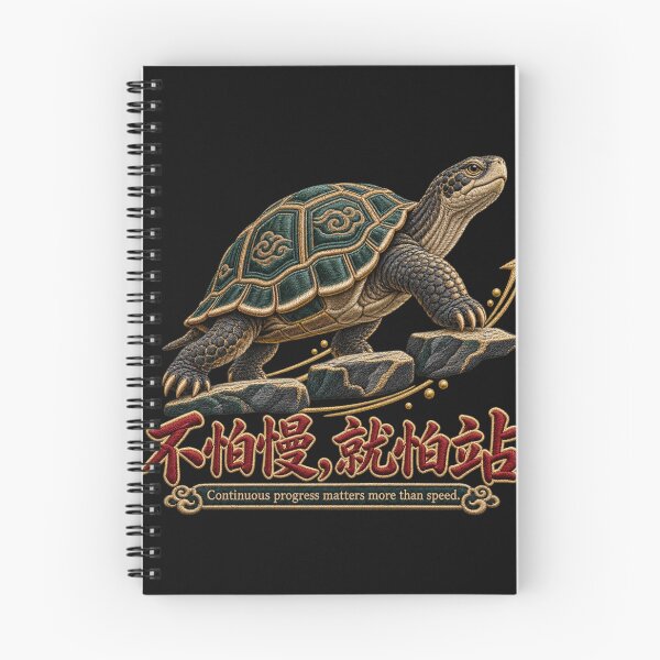 Item preview, Chinese Proverb Tortoise Embroidery – Slow Progress Motivational Design designed and sold by Emoji Emblems.