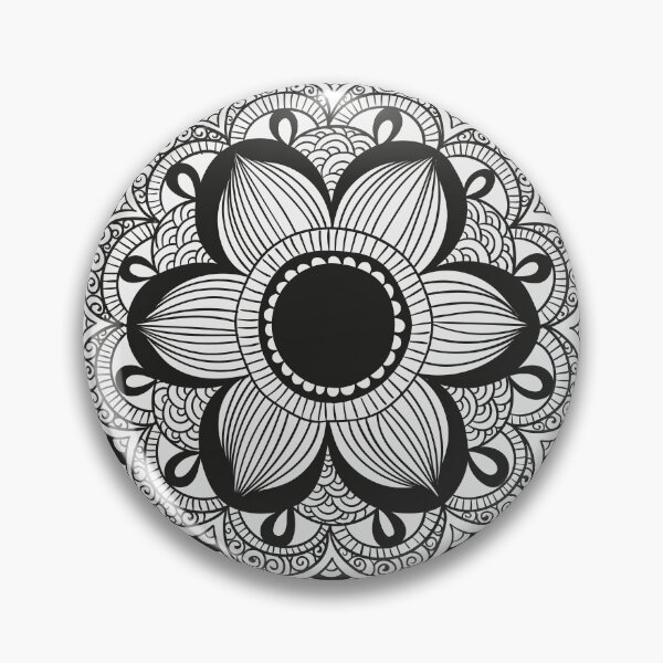 Item preview, Black and White Lotus Floral Mandala designed and sold by DERA RAY.