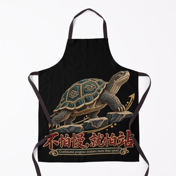 Item preview, Chinese Proverb Tortoise Embroidery – Slow Progress Motivational Design designed and sold by Emoji Emblems.