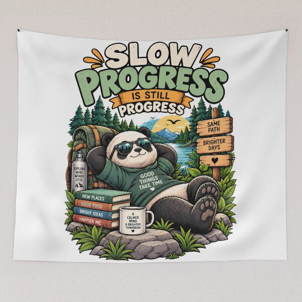 Item preview, Slow Progress Is Still Progress Funny Panda Motivational Hiking Design designed and sold by BDLuck2021.