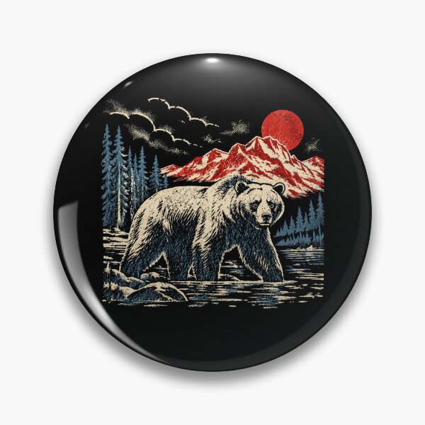 Item preview, Vintage Grizzly Bear Mountain Wilderness Retro Wildlife designed and sold by Moizento.