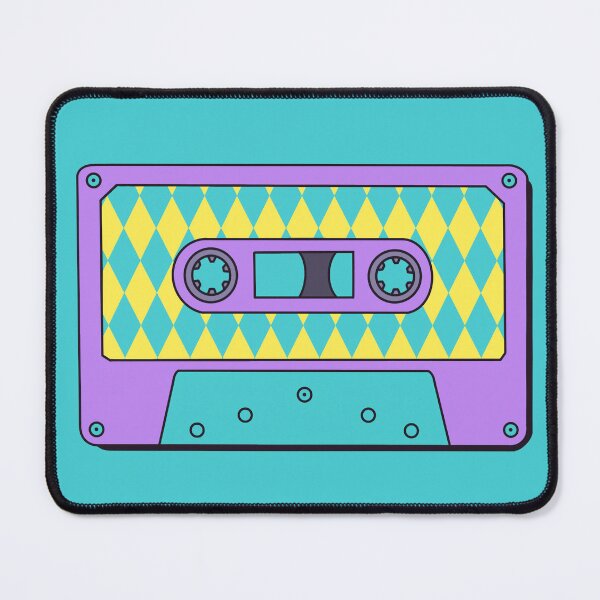 Item preview, Retro Cassette Tape in Purple, Teal and Yellow with Diamond Design designed and sold by LaRoach Digital Arts.