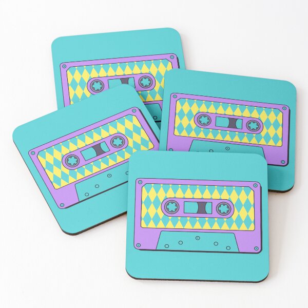 Item preview, Retro Cassette Tape in Purple, Teal and Yellow with Diamond Design designed and sold by LaRoach Digital Arts.