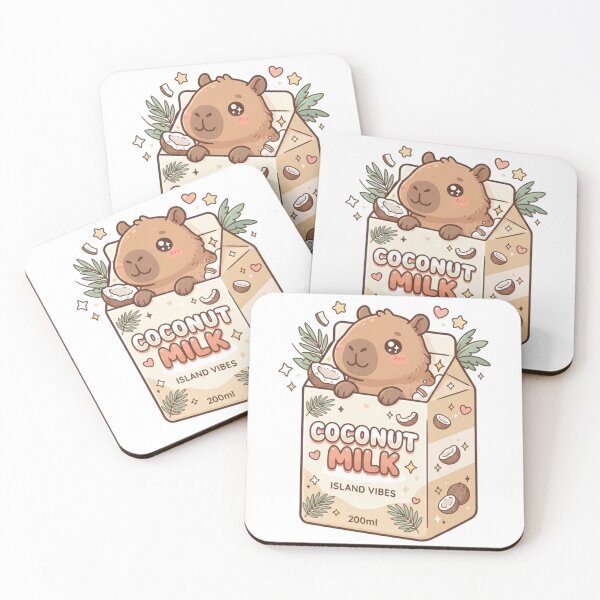 Item preview, Kawaii Capybara Coconut Milk Carton Sticker | Cute Y2K Aesthetic Sticker designed and sold by HOODYBUDSTYLES.