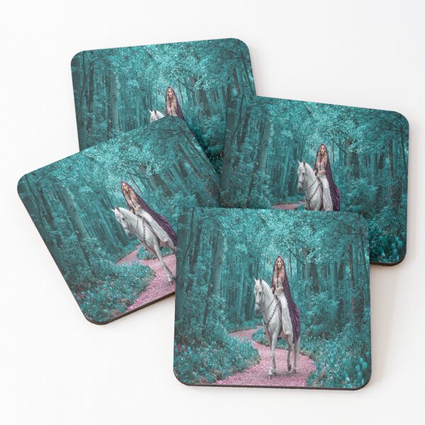 Item preview, Mystical Forest Princess on White Horse Dark Fantasy Art    designed and sold by AfresStudio.
