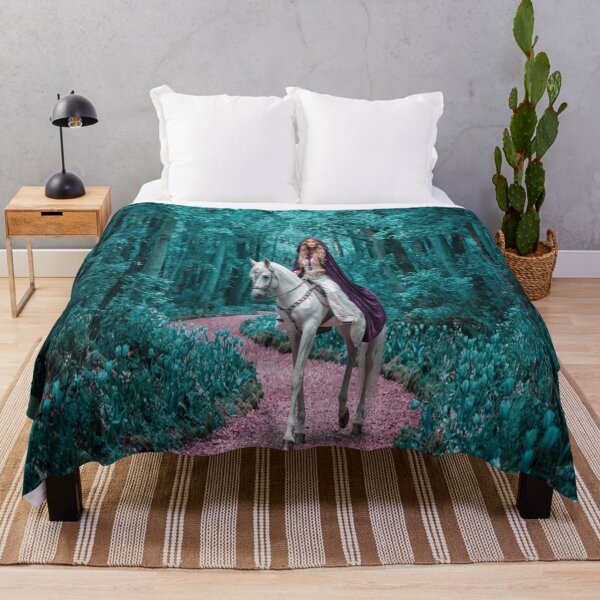 Item preview, Mystical Forest Princess on White Horse Dark Fantasy Art    designed and sold by AfresStudio.