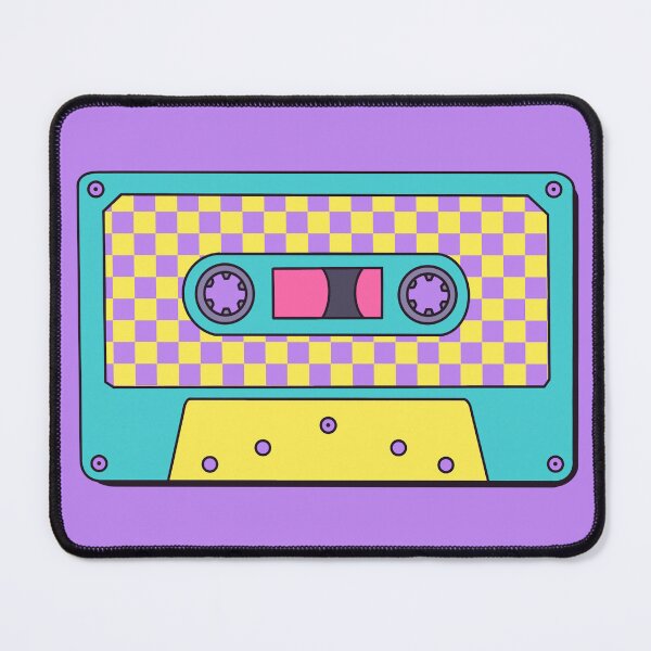 Item preview, Retro Cassette Tape in Teal, Purple and Yellow with Checkerboard Design designed and sold by LaRoach Digital Arts.