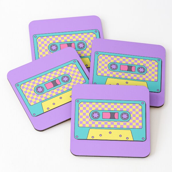 Item preview, Retro Cassette Tape in Teal, Purple and Yellow with Checkerboard Design designed and sold by LaRoach Digital Arts.