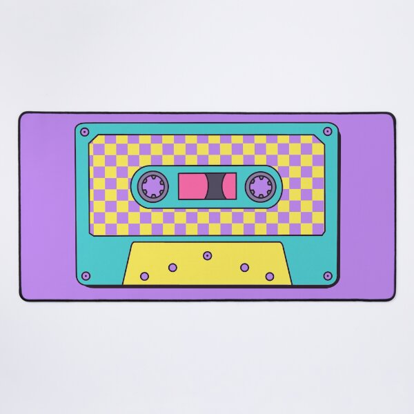 Item preview, Retro Cassette Tape in Teal, Purple and Yellow with Checkerboard Design designed and sold by LaRoach Digital Arts.
