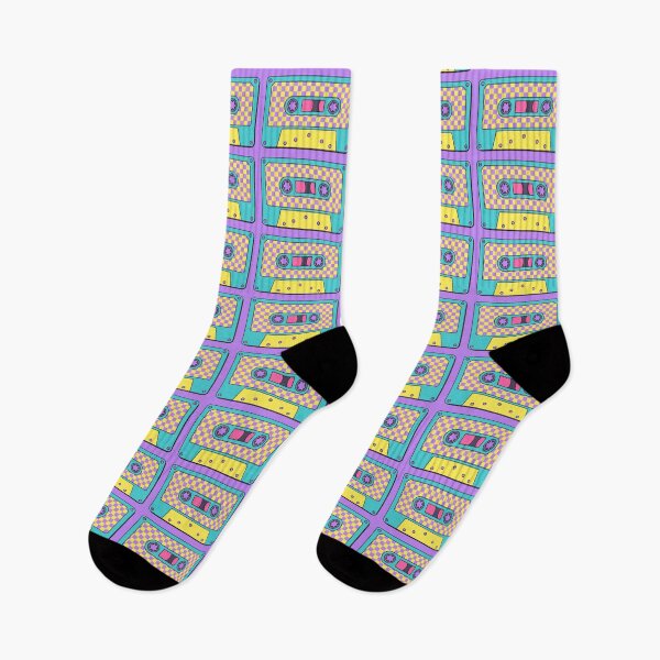 Item preview, Retro Cassette Tape in Teal, Purple and Yellow with Checkerboard Design designed and sold by LaRoach Digital Arts.