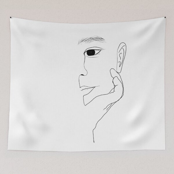Item preview, Minimalist Hand On Face Line Art⁠ designed and sold by a1-x.
