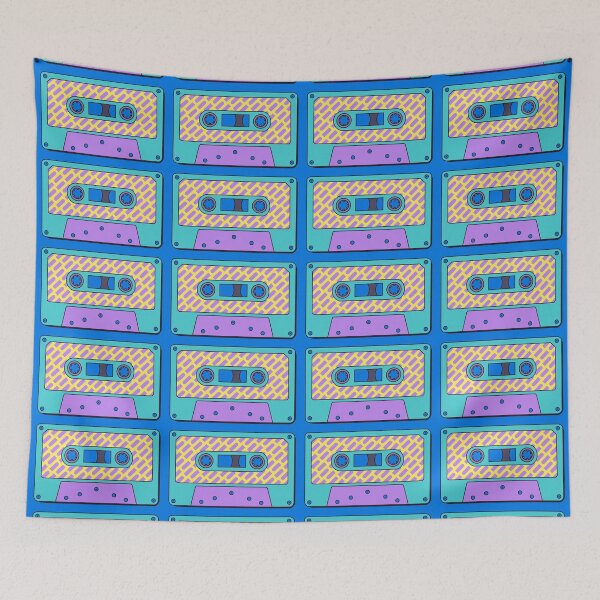 Item preview, Retro Cassette Tape in Turquoise, Purple and Yellow designed and sold by LaRoach Digital Arts.