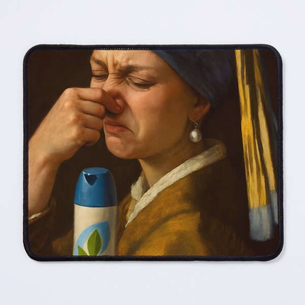 Item preview, Girl With A Pearl Earring Funny Bathroom Art designed and sold by ARTAFACT.