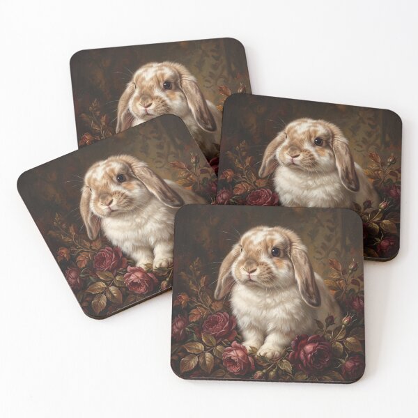 Item preview, Regal Lop Rabbit with Burgundy Roses designed and sold by Real Beast Art.