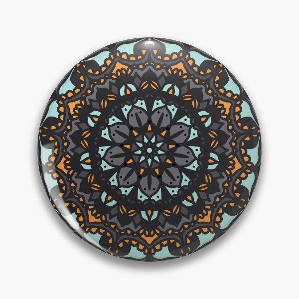 Item preview, Muted Teal Orange Mandala Geometric Pattern designed and sold by DERA RAY.