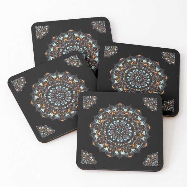 Item preview, Muted Teal Orange Mandala Geometric Pattern designed and sold by DERA RAY.