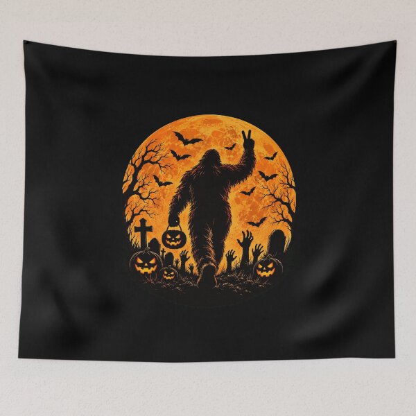 Item preview, Halloween Bigfoot Moonlit Graveyard Silhouette Art designed and sold by anapldv.
