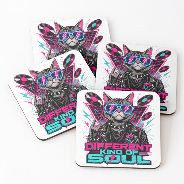 Item preview, Different Kind Of Soul Retro Synthwave Rocker Black Cat designed and sold by VisualVerseLab.