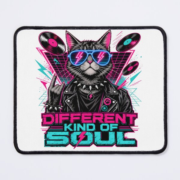 Item preview, Different Kind Of Soul Retro Synthwave Rocker Black Cat designed and sold by VisualVerseLab.