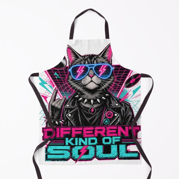 Item preview, Different Kind Of Soul Retro Synthwave Rocker Black Cat designed and sold by VisualVerseLab.