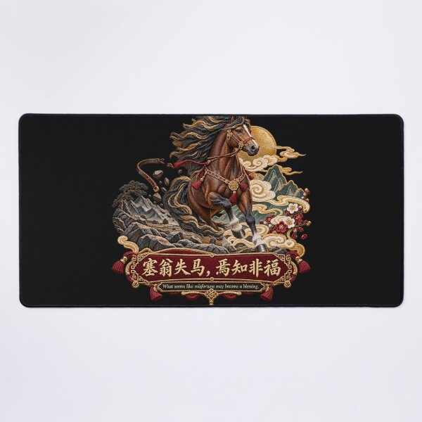 Item preview, Chinese Proverb Horse Embroidery – Misfortune Into Blessing Motivational Art designed and sold by Emoji Emblems.