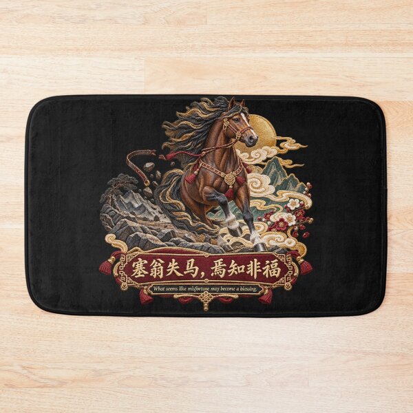 Item preview, Chinese Proverb Horse Embroidery – Misfortune Into Blessing Motivational Art designed and sold by Emoji Emblems.