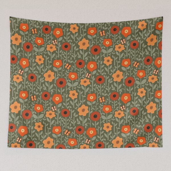 Item preview, Josie Floral - forest green designed and sold by Willow & Grace Designs.