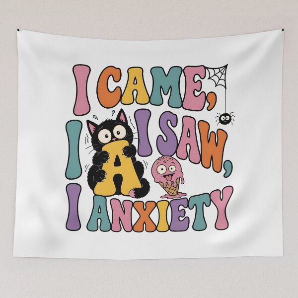 Item preview, I Came I Saw I Had Anxiety Cute Retro Black Cat Halloween designed and sold by VisualVerseLab.