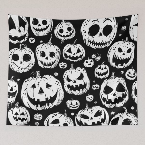 Item preview, Halloween Spooky Jack-O-Lanterns In Black and White designed and sold by DEC02.