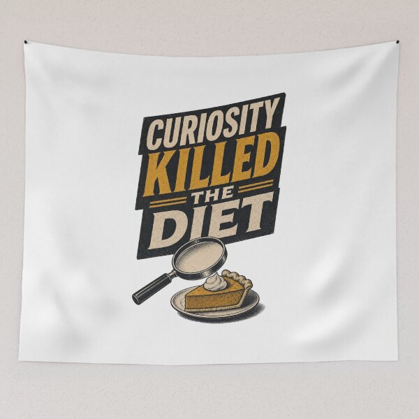 Item preview, Curiosity Killed the Diet Funny Thanksgiving Shirt designed and sold by CerealBoxInk.