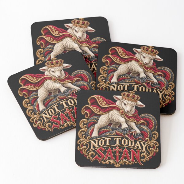 Item preview, Not Today Satan Christian Embroidery – Crowned Lamb and Serpent Gothic Design designed and sold by Emoji Emblems.
